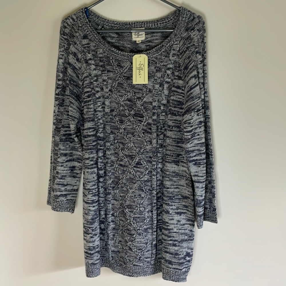 Effeci NWT Womens XL Chunky Knit Sweater Navy and Gray